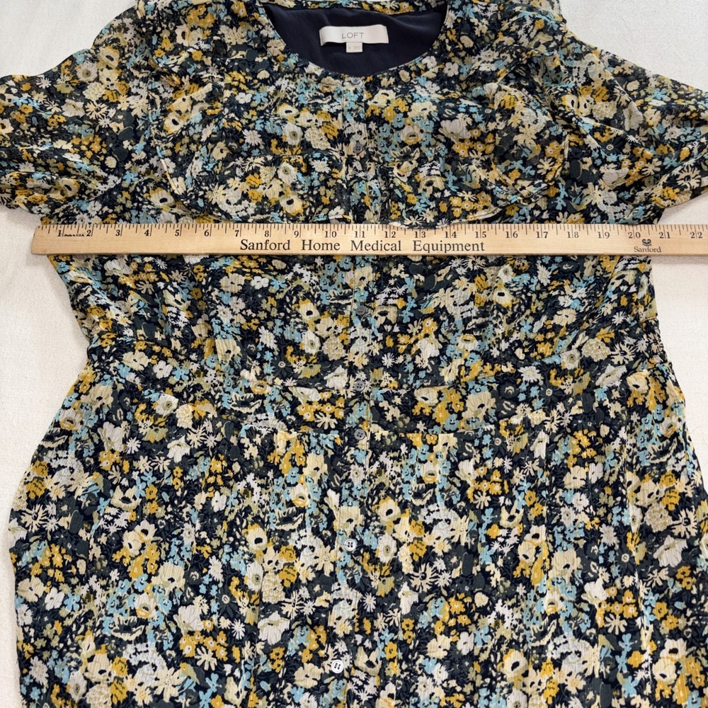 LOFT Womens Size XL Floral Maxi Shirt Dress  Button Front Cottagecore Flowy‎ - Picture 7 of 11